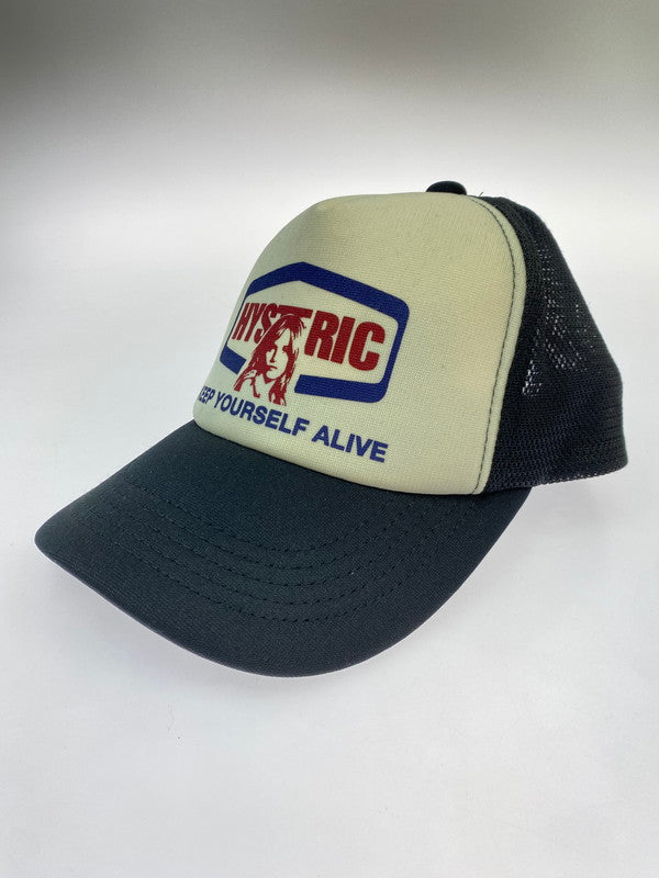 【中古品】【メンズ】 HYSTERIC GLAMOUR ヒステリックグラマー KEEP YOURSELF ALIVE MESH CAP BLACK 02191QH01 19SS ベースボール キャップ 帽子 185-251121-em-14-min サイズ：FREE カラー：ブラック／ホワイト 万代Net店