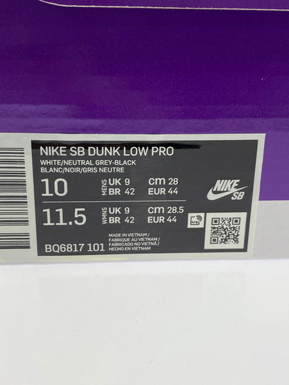 【中古品】【メンズ】 NIKE SB ナイキ スケートボーディング DUNK LOW PRO BQ6817-101 ダンクロー プロ スニーカー 靴 160-251120-kk-33-min カラー：WHITE/NEUTRAL GREY-BLACK 万代Net店