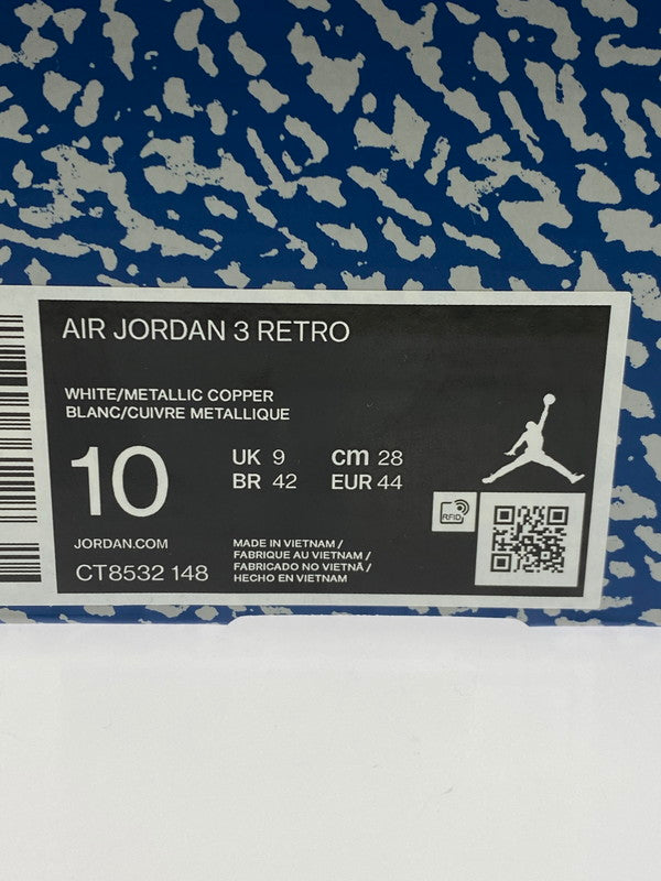 【中古品】【メンズ】 NIKE ナイキ AIR JORDAN 3 RETRO CT8532-148 エア ジョーダン 3 レトロ スニーカー 靴 160-251120-kk-34-min カラー：WHITE/METALLIC COPPER-TRUE BLUE 万代Net店