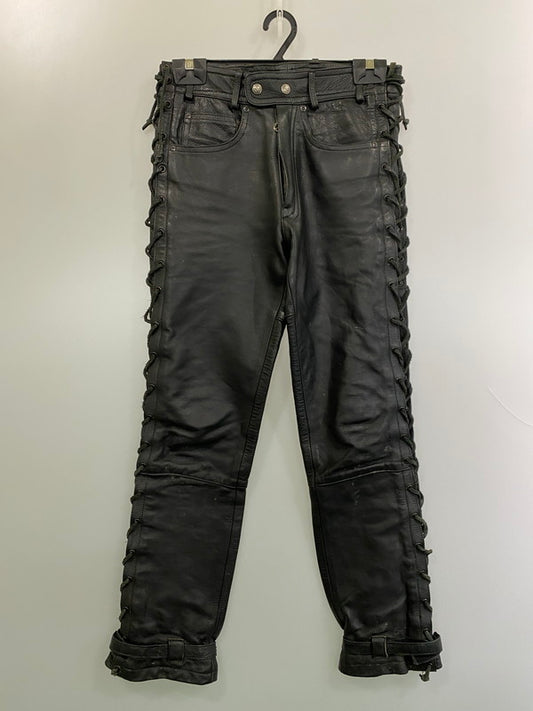 【現状渡し品】【メンズ】 HARRO STREET WEAR LEATHER PANT ハローストリートウェア レザーパンツ ボトムス 157-251125-yn-16-min サイズ：46 カラー：ブラック 万代Net店