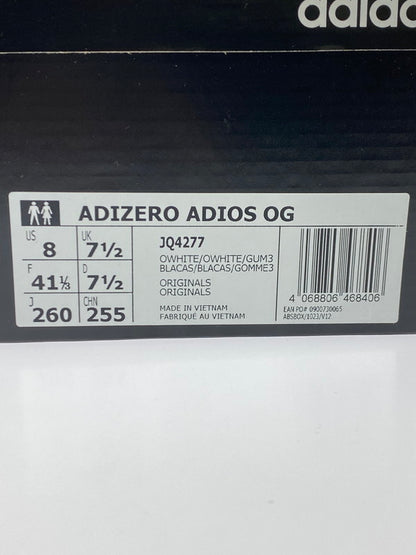 【中古美品】【メンズ】 adidas アディダス ADIZERO ADIOS OG JQ4277 アディゼロ アディオス OG スニーカー メンズ 靴 シューズ 161-251124-em-01-min サイズ：26.0cm カラー：オフホワイト 万代Net店