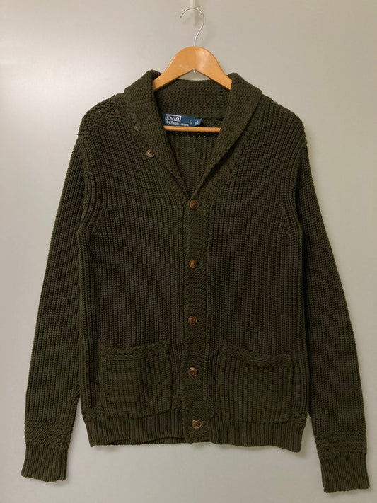 【中古品】【メンズ】 RALPH LAUREN ラルフローレン WOOL SHAWL CARDIGAN ウール ショール カーディガン メンズ アウター ニット 146-251128-em-17-min サイズ：M カラー：ダークカーキグリーン 万代Net店