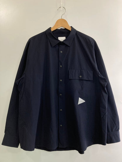 【中古品】【メンズ】 and wander アンドワンダー LIGHT W CLOTH SHIRT 574-3283071 ライト ダブリュー クロス シャツ トップス 140-251126-jt-18-min サイズ：XL カラー：ネイビー 万代Net店