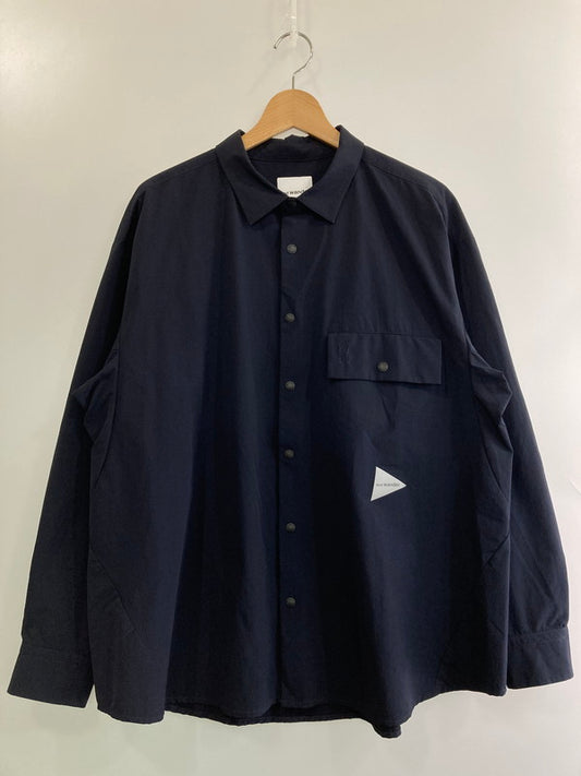 【中古品】【メンズ】 and wander アンドワンダー LIGHT W CLOTH SHIRT 574-3283071 ライト ダブリュー クロス シャツ トップス 140-251126-jt-18-min サイズ：XL カラー：ネイビー 万代Net店