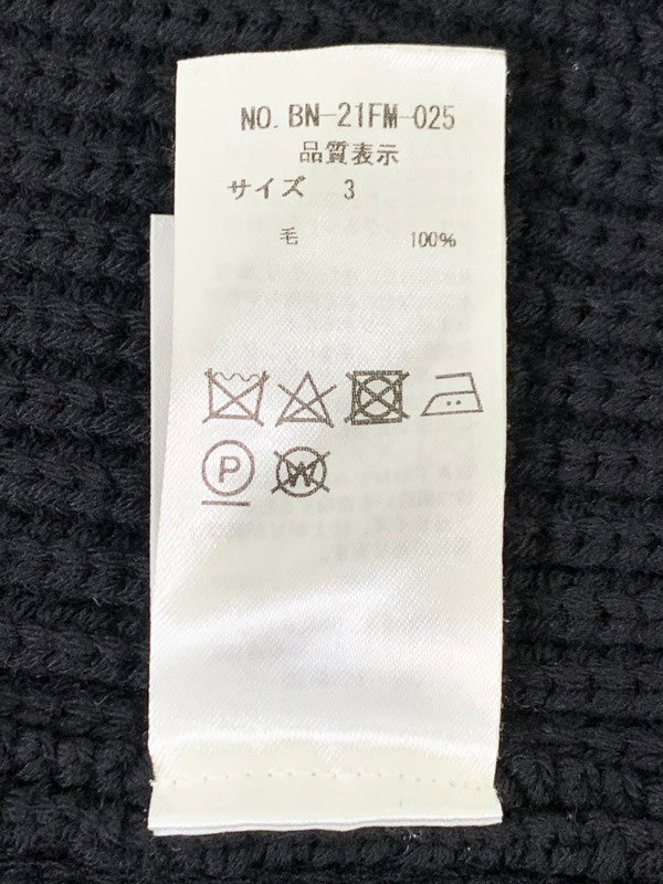 【中古品】【メンズ】 BATONER SIGNATURE DRIVERS SOLIDWOOL KNIT BN-21FM-025 バトナー シグネチャー ドライバーズ ソリッドウール ニット トップス 140-251125-yn-27-min サイズ：3 カラー：ブラック 万代Net店