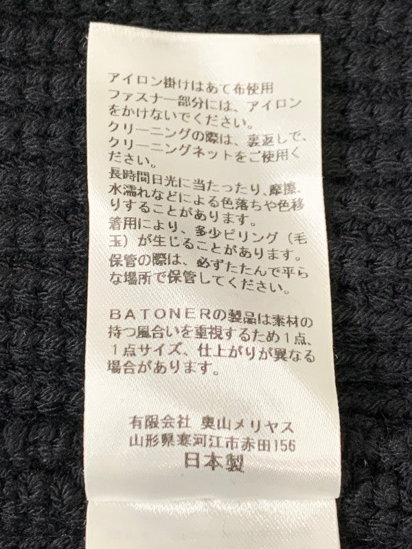 【中古品】【メンズ】 BATONER SIGNATURE DRIVERS SOLIDWOOL KNIT BN-21FM-025 バトナー シグネチャー ドライバーズ ソリッドウール ニット トップス 140-251125-yn-27-min サイズ：3 カラー：ブラック 万代Net店