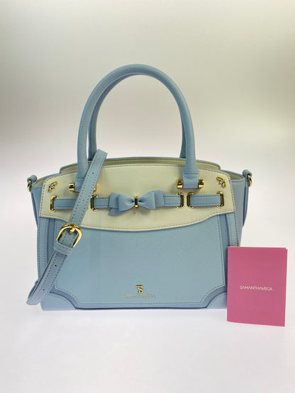 【中古美品】【レディース】 Samantha Vega サマンサベガ FRONT RIBBON SHOULDER BAG LIGHT BULE フロント リボン ショルダー バッグ レディース カバン 188-251130-em-51-min カラー：ライトブルー 万代Net店