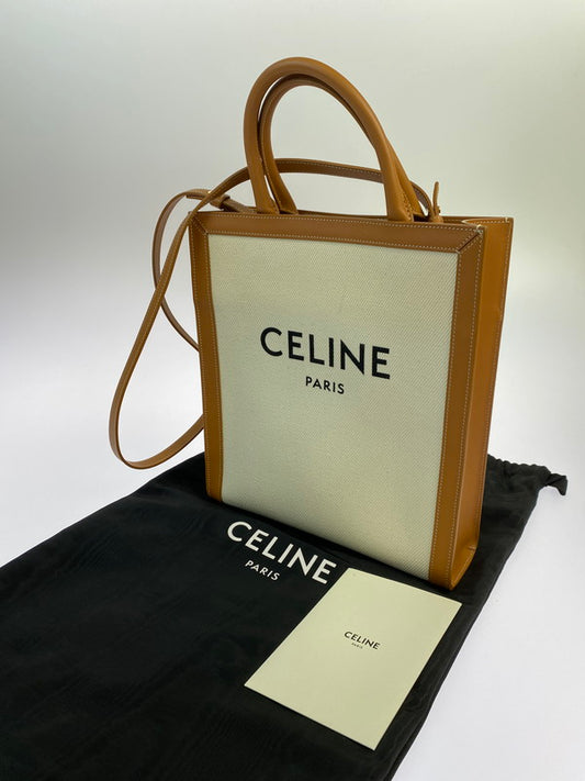 【中古品】【メンズ/レディース】 CELINE セリーヌ SMALL VERTICAL CABAS 192082BNZ スモール バーティ カルカバ トートバッグ 180-251130-em-15-min カラー：ブラウン 万代Net店