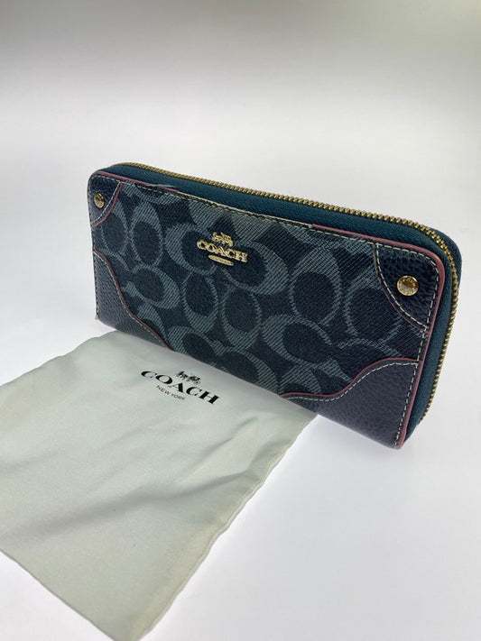 【現状渡し品】【レディース】 COACH コーチ ラウンドファスナー シグネチャー アコーディオン ジップアラウンド ウォレット F53769 長財布 ラウンドファスナーウォレット 181-251129-kk-42-min カラー：ミッドナイトブルー 万代Net店
