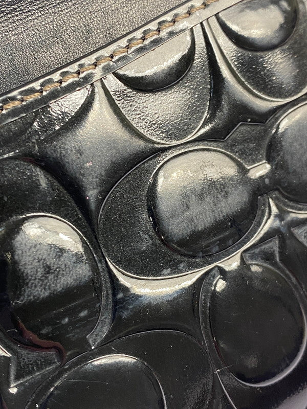 【現状渡し品】【レディース】 COACH コーチ ターンロックエンボスパテント スリム ロングウォレット F43583SV 長財布 181-251129-kk-41-min カラー：ブラック 万代Net店