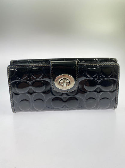 【現状渡し品】【レディース】 COACH コーチ ターンロックエンボスパテント スリム ロングウォレット F43583SV 長財布 181-251129-kk-41-min カラー：ブラック 万代Net店