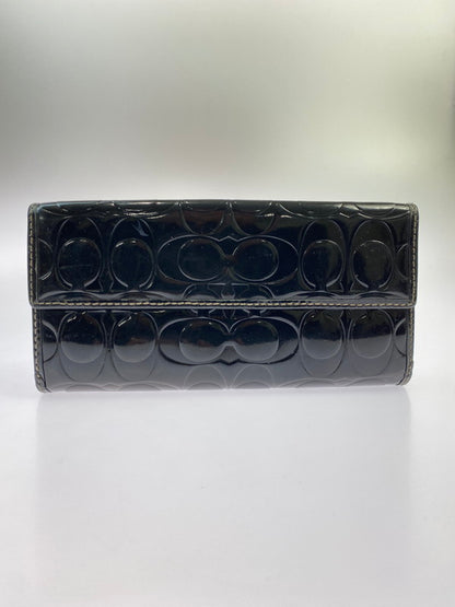 【現状渡し品】【レディース】 COACH コーチ ターンロックエンボスパテント スリム ロングウォレット F43583SV 長財布 181-251129-kk-41-min カラー：ブラック 万代Net店