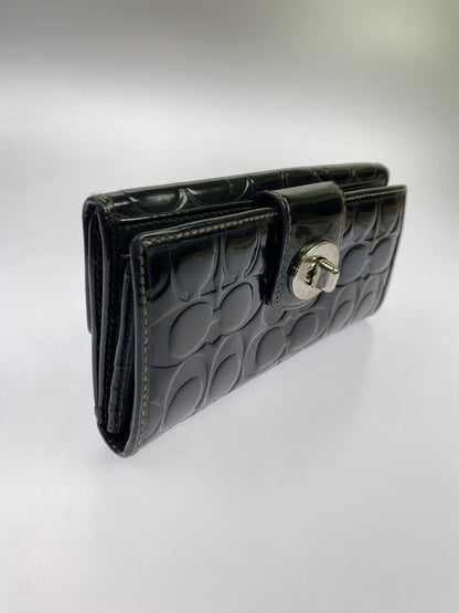 【現状渡し品】【レディース】 COACH コーチ ターンロックエンボスパテント スリム ロングウォレット F43583SV 長財布 181-251129-kk-41-min カラー：ブラック 万代Net店