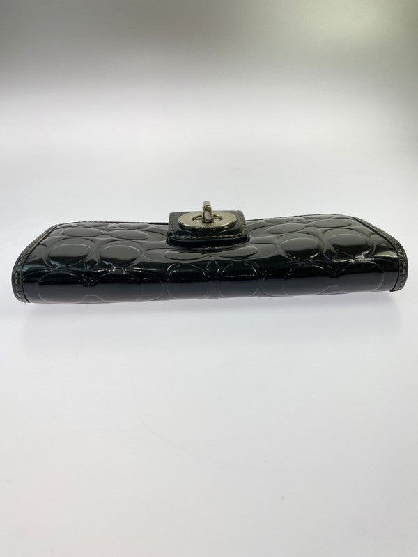 【現状渡し品】【レディース】 COACH コーチ ターンロックエンボスパテント スリム ロングウォレット F43583SV 長財布 181-251129-kk-41-min カラー：ブラック 万代Net店