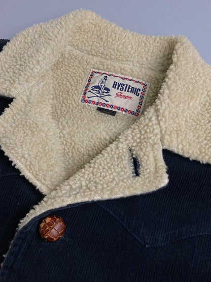 【中古品】【メンズ】 HYSTERIC GLAMOUR ヒステリックグラマー DECK JACKET 0214AC01 デッキ ジャケット メンズ アウター 裏ボア コーデュロイ素材 140-251128-em-16-min サイズ：S カラー：ネイビー 万代Net店