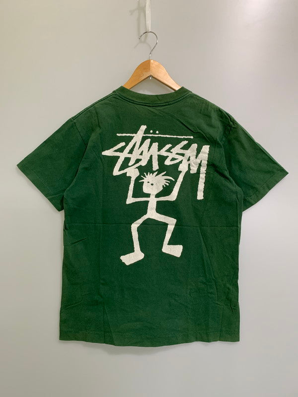 【中古品】【メンズ】 STUSSY ステューシー 90'S 白タグ SHADOW MAN PRINT TEE 90年代 シャドウマン プリントTシャツ トップス 142-251126-jt-04-min サイズ：M カラー：グリーン 万代Net店