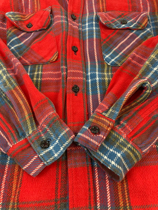 【中古品】【メンズ】 FIVE BROTHER ファイブブラザー 60-70'S 森タグ FLANNEL SHIRT 60-70年代 フランネルシャツ トップス 146-251125-jt-29-min サイズ：15 1/2 カラー：レッド 万代Net店