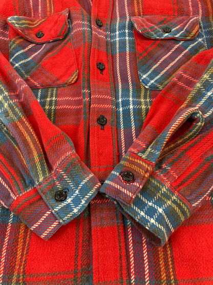 【中古品】【メンズ】 FIVE BROTHER ファイブブラザー 60-70'S 森タグ FLANNEL SHIRT 60-70年代 フランネルシャツ トップス 146-251125-jt-29-min サイズ：15 1/2 カラー：レッド 万代Net店
