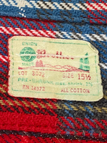 【中古品】【メンズ】 FIVE BROTHER ファイブブラザー 60-70'S 森タグ FLANNEL SHIRT 60-70年代 フランネルシャツ トップス 146-251125-jt-29-min サイズ：15 1/2 カラー：レッド 万代Net店