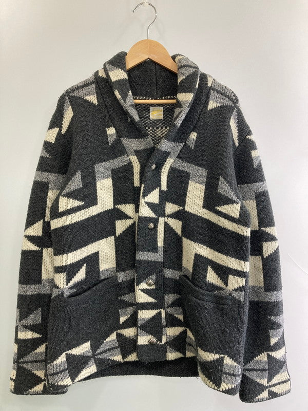 【中古品】【メンズ】 BARNS バーンズ HANDLIKE KNIT GOWN JACKET ハンドライク ニット ガウン ジャケット アウター 145-251125-jt-27-min サイズ：2 カラー：ブラック系 万代Net店