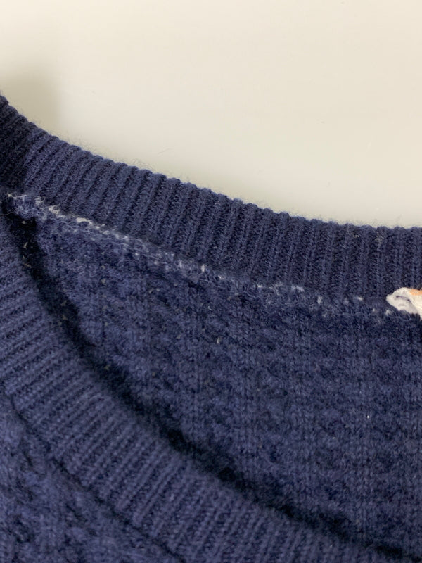 【中古品】【メンズ】 FILMELANGE フィルメランジェ ALAN WAFFLE KNIT SWEATER 192-1027 アラン ワッフル ニット セーター メンズ トップス 長袖 140-260731-em-63-min サイズ：4 カラー：ネイビー 万代Net店