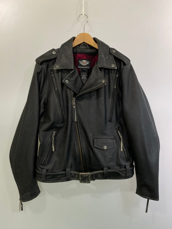 【現状渡し品】【メンズ】 HARLEY DAVIDSON ハーレーダビッドソン ダブル ライダースジャケット レザー メンズ アウター 145-251205-em-48-min サイズ：L カラー：ブラック 万代Net店
