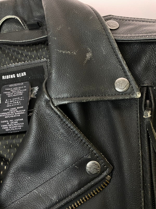 【現状渡し品】【メンズ】 HARLEY DAVIDSON ハーレーダビッドソン ダブル ライダースジャケット レザー メンズ アウター 145-251205-em-48-min サイズ：L カラー：ブラック 万代Net店