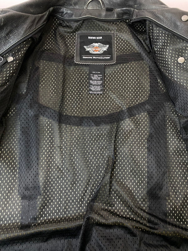 【現状渡し品】【メンズ】 HARLEY DAVIDSON ハーレーダビッドソン ダブル ライダースジャケット レザー メンズ アウター 145-251205-em-48-min サイズ：L カラー：ブラック 万代Net店