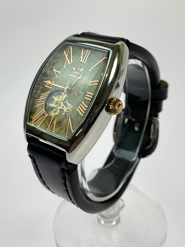 【中古品】【メンズ】 SAAD サード AUTOMATIC WRIST WATCH MJSS-21-T 天然石文字盤 トノー型 自動巻き 腕時計 197-251129-kk-51-min カラー：シルバー/ブラック 万代Net店