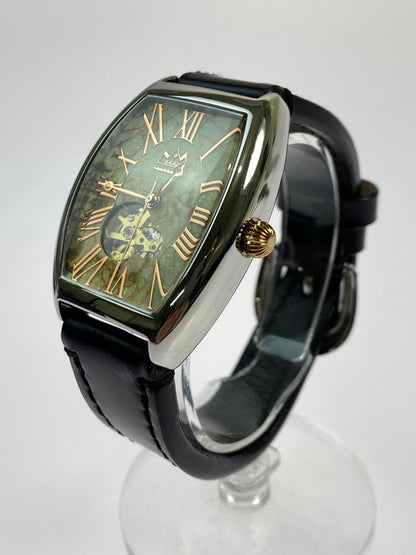 【中古品】【メンズ】 SAAD サード AUTOMATIC WRIST WATCH MJSS-21-T 天然石文字盤 トノー型 自動巻き 腕時計 197-251129-kk-51-min カラー：シルバー/ブラック 万代Net店