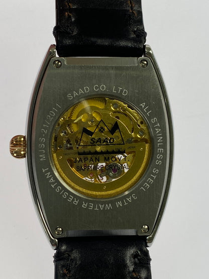 【中古品】【メンズ】 SAAD サード AUTOMATIC WRIST WATCH MJSS-21-T 天然石文字盤 トノー型 自動巻き 腕時計 197-251129-kk-51-min カラー：シルバー/ブラック 万代Net店