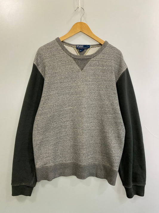 【中古品】【メンズ】 POLO RALPH LAUREN ポロ・ラルフローレン CREW SWEAT SHIRT GRAY DARK GRAY 90S 両V クルーネック スウェットシャツ メンズ トップス 146-251128-em-07-min サイズ：L カラー：グレー/ダークグレー 万代Net店