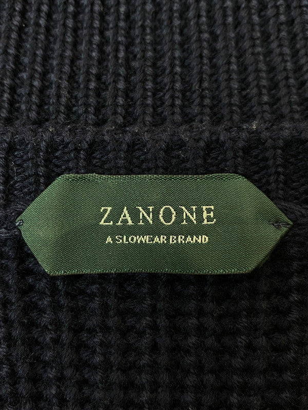 【中古品】【メンズ】 ZANONE ザノーネ クルーネック ニット セーター メンズ トップス 141-251128-em-03-min サイズ：48 カラー：ネイビー 万代Net店