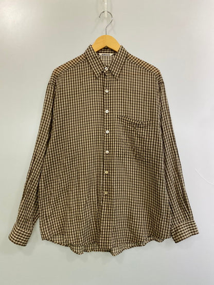 【中古品】【メンズ】 AURALEE オーラリー 25SS AIRY LIGHT COTTON CHECK BIG SHIRT A25SS01GC エアリーライト コットン チェック ビッグシャツ 長袖 トップス 140-251129-kk-25-min サイズ：3 カラー：ブラウン 万代Net店