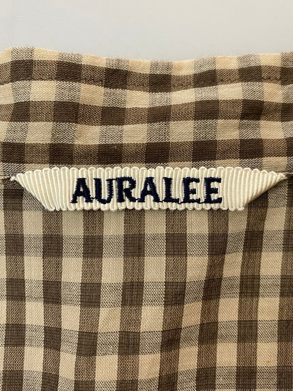 【中古品】【メンズ】 AURALEE オーラリー 25SS AIRY LIGHT COTTON CHECK BIG SHIRT A25SS01GC エアリーライト コットン チェック ビッグシャツ 長袖 トップス 140-251129-kk-25-min サイズ：3 カラー：ブラウン 万代Net店