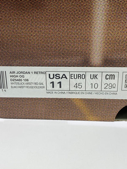 【中古美品】【メンズ】 NIKE ナイキ AIR JORDAN 1 RETRO HIGH OG BLACK TOE REIMAGINED DZ5485-106 エア ジョーダン 1 レトロ ハイ オリジナル ブラックトゥ/つま黒 リイマジンド スニーカー 靴 160-251129-kk-10-min カラー：WHITE/BLACK-VARSITY RED-SAIL 万代Net店