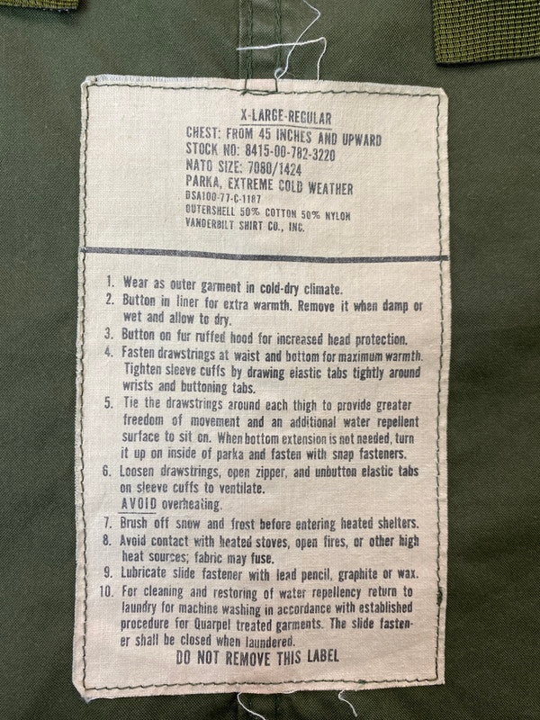 【中古品】【メンズ】 U.S.ARMY アメリカ軍 70's M-65 FISHTAIL PARKA VINTAGE 70年代 M-65 フィッシュテールパーカー アウター ミリタリーコート ライナー付き 146-251129-kk-36-min サイズ：XL カラー：オリーブ 万代Net店