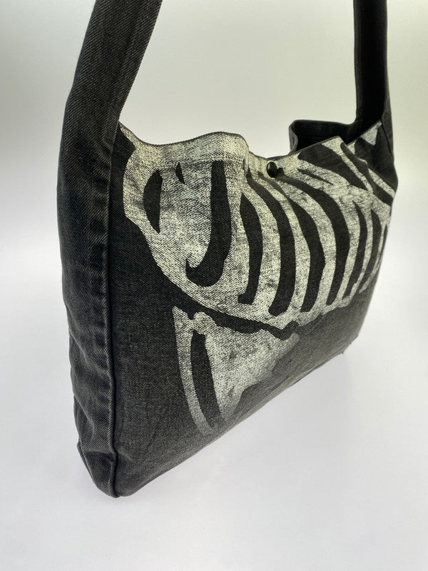 【中古品】【メンズ/レディース】 KAPITAL キャピタル 14OZ SKELETON RIBCAGE SHOULDER BAG スケルトン リブケージ ショルダーバッグ デニム トートバッグ 188-251130-em-20-min カラー：インディゴブラック 万代Net店