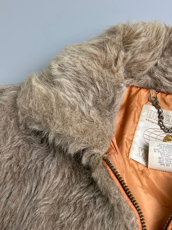 【現状渡し品】【メンズ】 OUTERWEAR WHITE STAG アウターウェア・ホワイトスタッグ フェイクファー ブルゾン 26654 60S 70S ヴィンテージ ジップアップ ジャケット メンズ アウター 146-251208-em-11-min サイズ：10 カラー：ベージュ 万代Net店