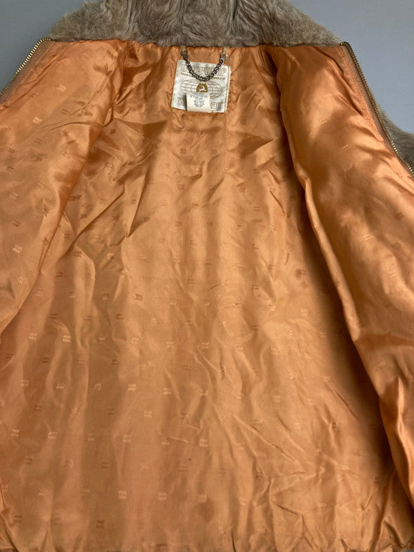 【現状渡し品】【メンズ】 OUTERWEAR WHITE STAG アウターウェア・ホワイトスタッグ フェイクファー ブルゾン 26654 60S 70S ヴィンテージ ジップアップ ジャケット メンズ アウター 146-251208-em-11-min サイズ：10 カラー：ベージュ 万代Net店