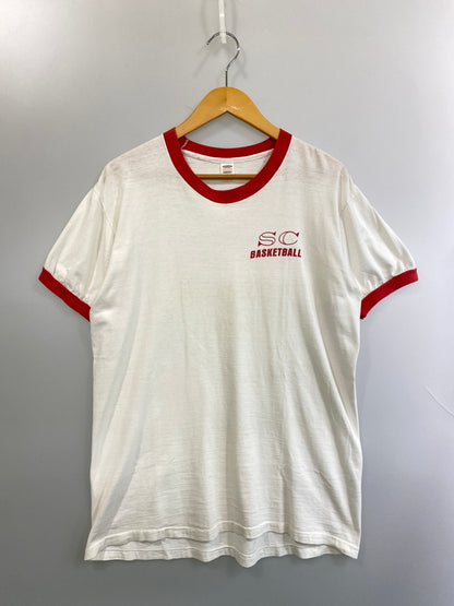 【現状渡し品】【メンズ】 PACIFIC ATHLETIC パシフィック アスレチック COMPANY USA製 BASKETBALL RINGER S/S TEE バスケットボール リンガー ショートスリーブ 半袖Tシャツ メンズ 146-260717-em-38-min サイズ：L カラー：ホワイト/レッド 万代Net店