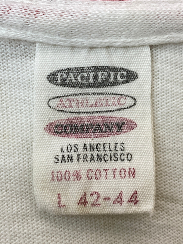 【現状渡し品】【メンズ】 PACIFIC ATHLETIC パシフィック アスレチック COMPANY USA製 BASKETBALL RINGER S/S TEE バスケットボール リンガー ショートスリーブ 半袖Tシャツ メンズ 146-260717-em-38-min サイズ：L カラー：ホワイト/レッド 万代Net店