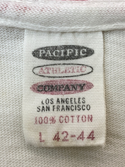 【現状渡し品】【メンズ】 PACIFIC ATHLETIC パシフィック アスレチック COMPANY USA製 BASKETBALL RINGER S/S TEE バスケットボール リンガー ショートスリーブ 半袖Tシャツ メンズ 146-260717-em-38-min サイズ：L カラー：ホワイト/レッド 万代Net店