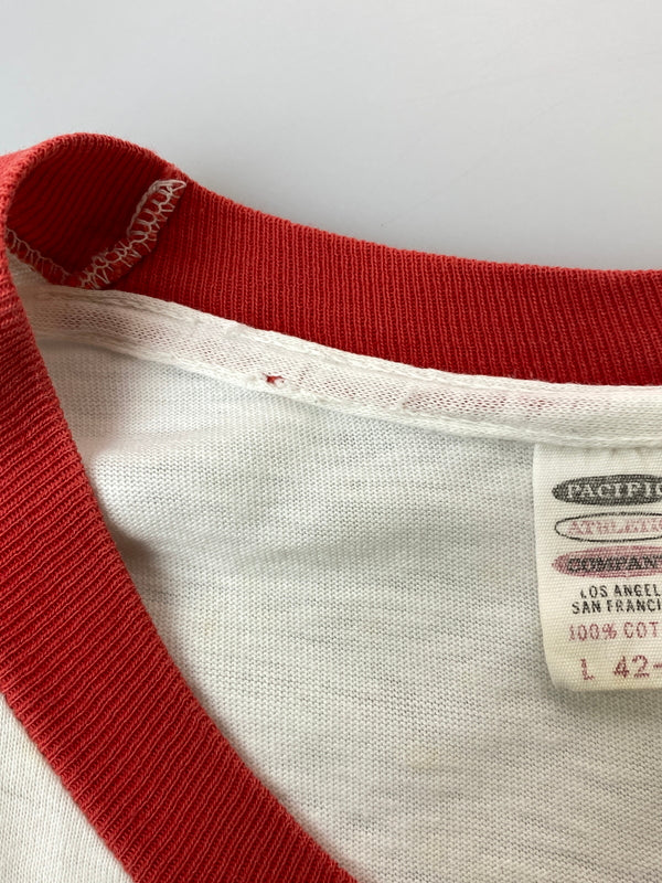 【現状渡し品】【メンズ】 PACIFIC ATHLETIC パシフィック アスレチック COMPANY USA製 BASKETBALL RINGER S/S TEE バスケットボール リンガー ショートスリーブ 半袖Tシャツ メンズ 146-260717-em-38-min サイズ：L カラー：ホワイト/レッド 万代Net店
