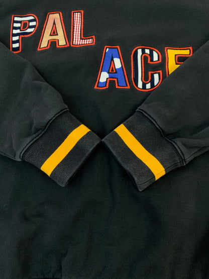 【中古品】【メンズ】 PALACE パレス PAL PAL CREW LOGO SWEATSHIRT パルパルクルー 刺繍ロゴ スウェット シャツ 長袖 メンズ 142-251205-em-18-min サイズ：M カラー：ブラック 万代Net店