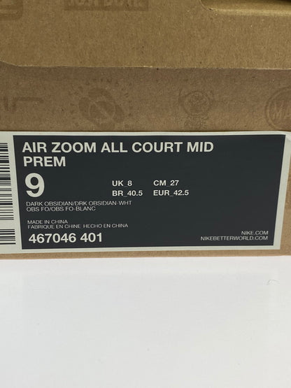 【中古美品】【メンズ】 NIKE ナイキ × uniform experiment ユニフォームエクスペリメント 別注 コラボ AIR ZOOM ALL COURT MID PREM 467046-401 エアズーム オールコート ミッド プレミアム スニーカー 靴 160-251129-kk-12-min カラー：DARK OBSIDIAN/DARK OBSIDIAN-WHT 万代Net店