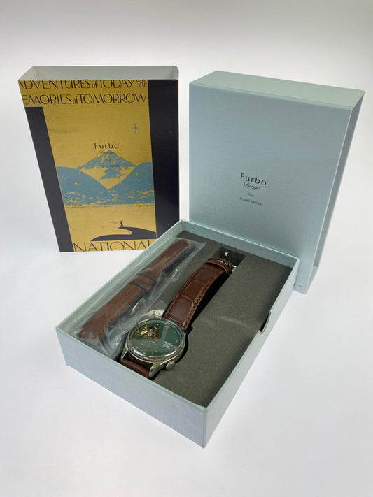 【中古品】【メンズ】 Furbo フルボ DESIGN デザイン SHAVE OFF メカニカル 自動巻き 腕時計 NF03W-GR シェイブオフ ウォッチ 197-251130-em-59-min カラー：ブラウン グリーン文字盤 万代Net店