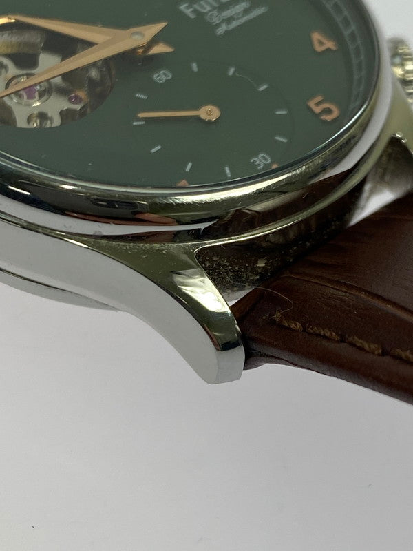 【中古品】【メンズ】 Furbo フルボ DESIGN デザイン SHAVE OFF メカニカル 自動巻き 腕時計 NF03W-GR シェイブオフ ウォッチ 197-251130-em-59-min カラー：ブラウン グリーン文字盤 万代Net店