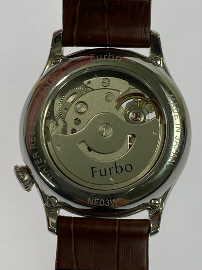 【中古品】【メンズ】 Furbo フルボ DESIGN デザイン SHAVE OFF メカニカル 自動巻き 腕時計 NF03W-GR シェイブオフ ウォッチ 197-251130-em-59-min カラー：ブラウン グリーン文字盤 万代Net店