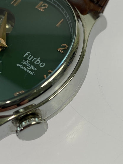 【中古品】【メンズ】 Furbo フルボ DESIGN デザイン SHAVE OFF メカニカル 自動巻き 腕時計 NF03W-GR シェイブオフ ウォッチ 197-251130-em-59-min カラー：ブラウン グリーン文字盤 万代Net店